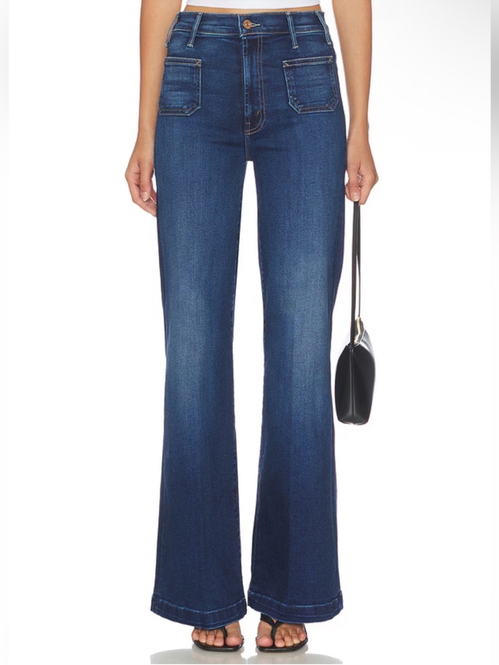 Mother The Hustler Roller Patch Pocket Sneak Jeans in Taking Chances Size 26